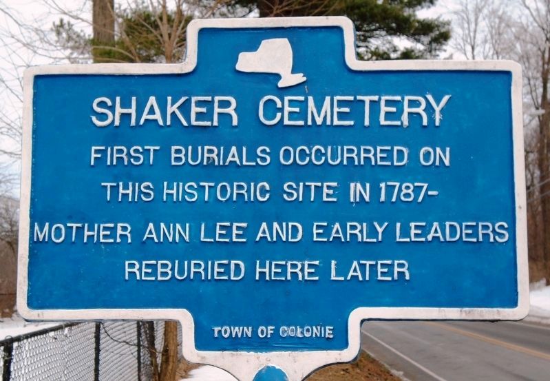 Shaker Cemetery Marker. Click for full size. Shaker Cemetery Marker image. Click for full size.