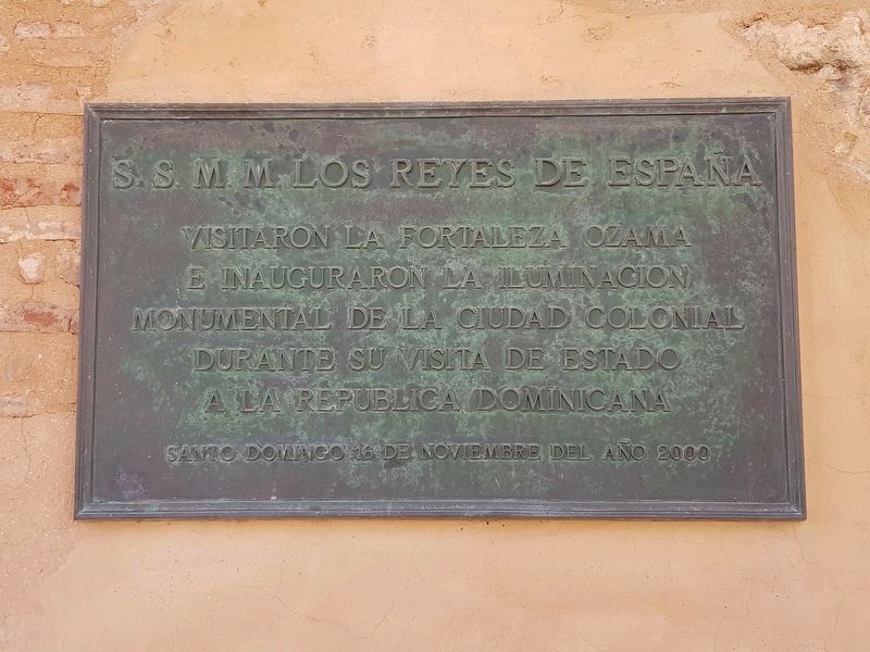 A nearby marker on the November 2000 visit to the Fortress by the Spanish royalty. image. Click for full size.