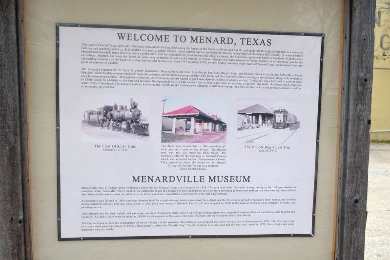Welcome to Menard, Texas Marker image. Click for full size.