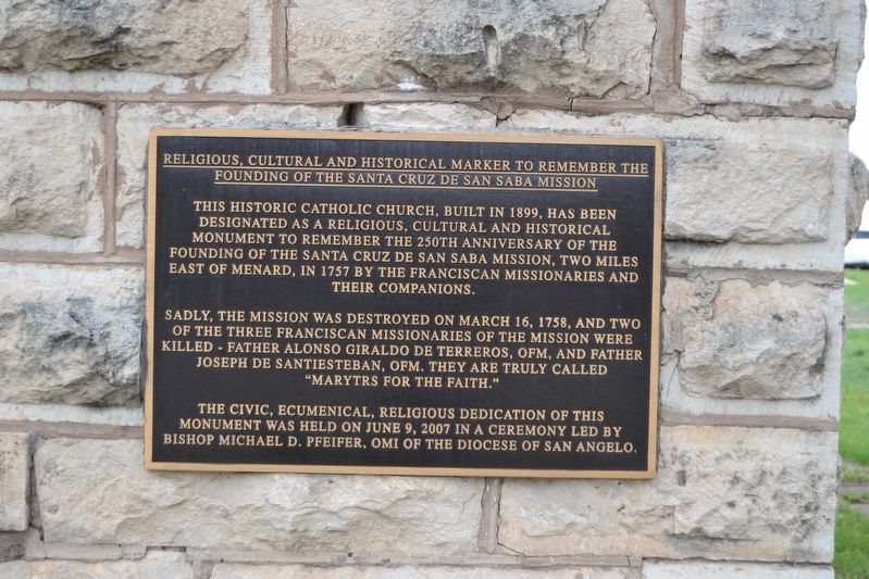 Founding of the Santa Cruz de San Saba Mission Marker. Click for full size. Founding of the Santa Cruz de San Saba Mission Marker image. Click for full size.
