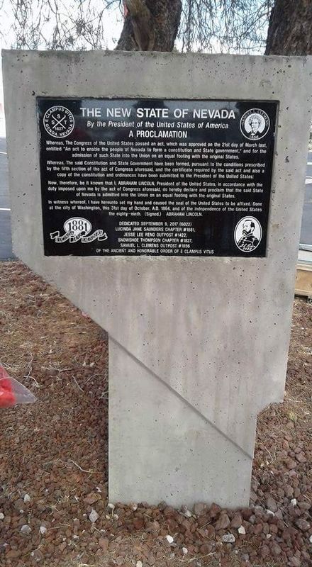 The New State of Nevada Marker. Click for full size. The New State of Nevada Marker image. Click for full size.