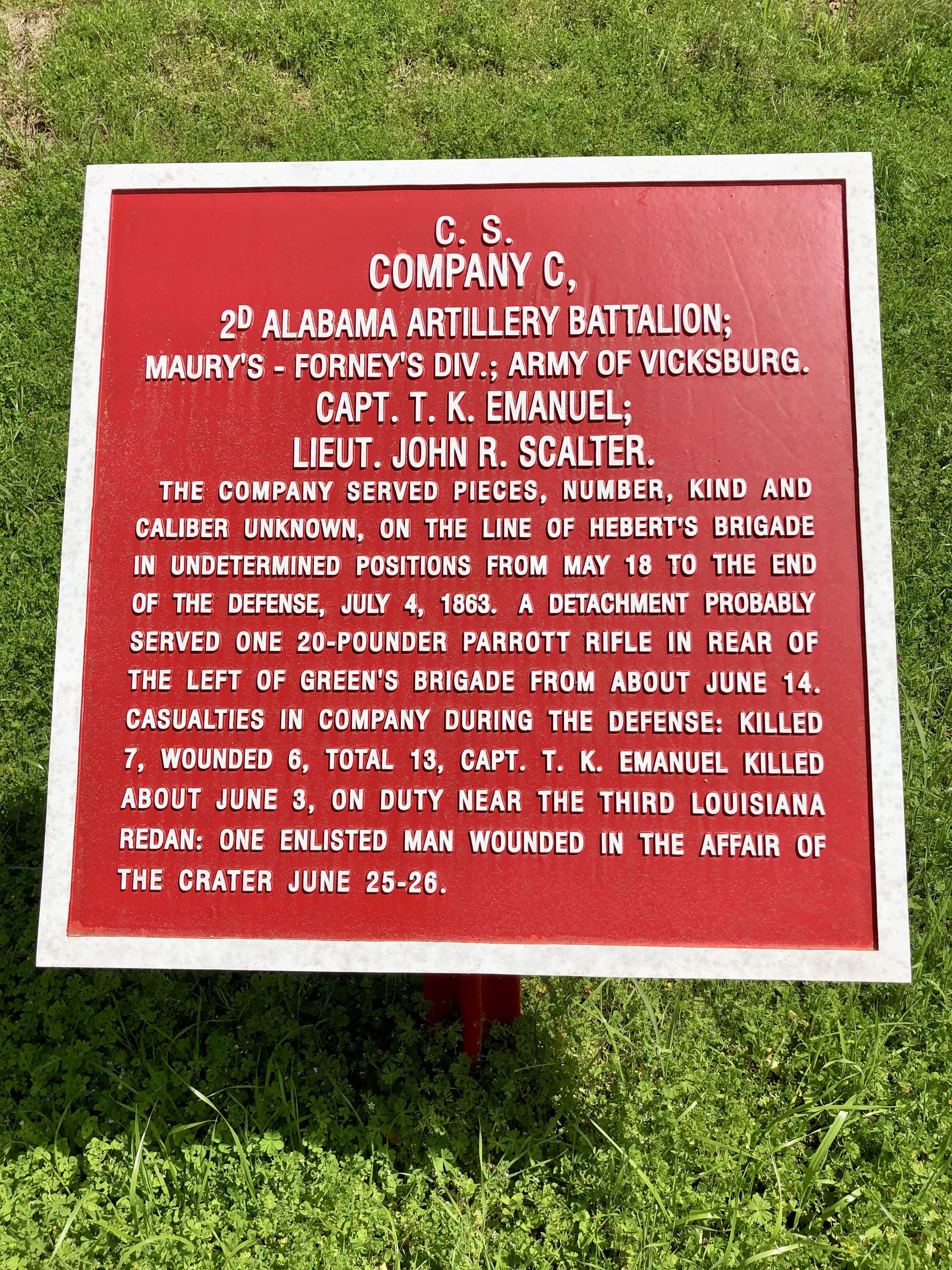 <small>C.S.</small> Company C, 2D Alabama Artillery Battalion; Marker