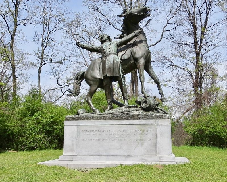Brig. Gen. Lloyd Tilghman equine statue across the road from the marker. image. Click for full size.