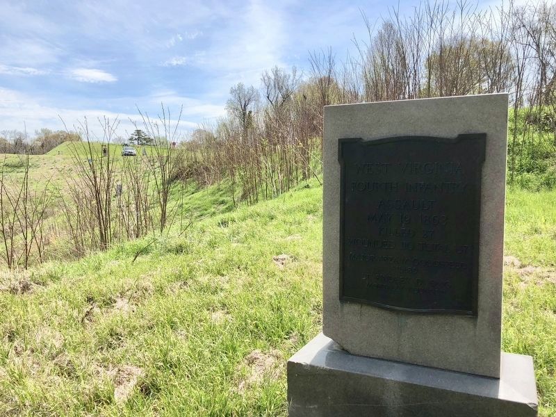 View from marker east towards Old Graveyard Road and the Stockade Redan in far background. image. Click for full size.