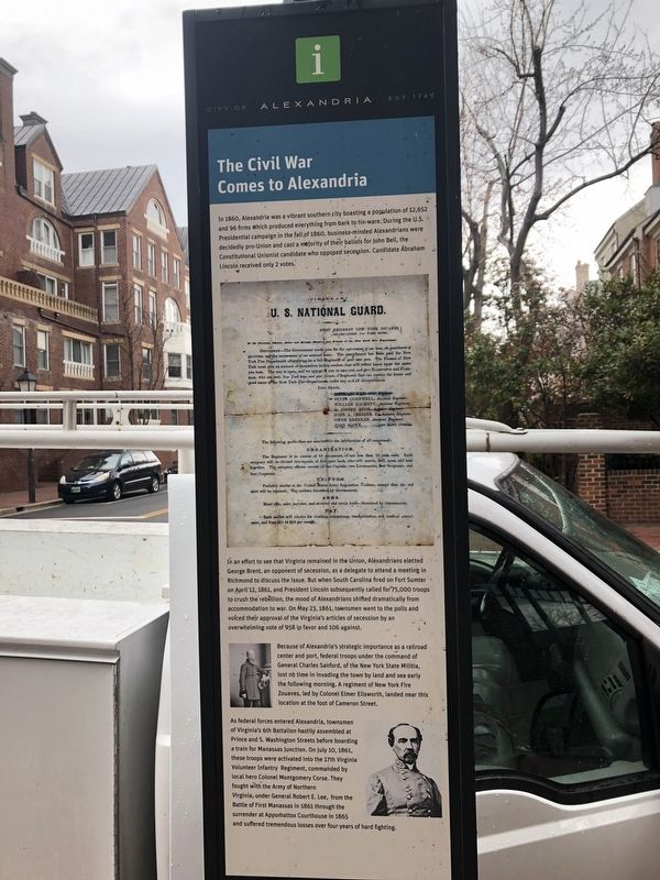The Civil War Comes to Alexandria Marker. Click for full size. The Civil War Comes to Alexandria Marker image. Click for full size.