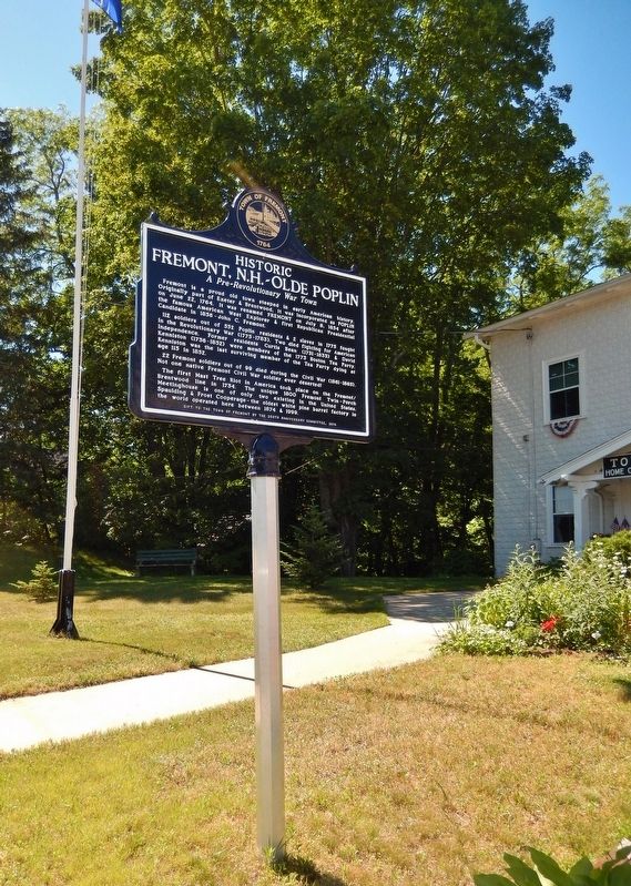 Historic Fremont, NH - Olde Poplin (<i>marker side 2; tall view</i>) image. Click for full size.