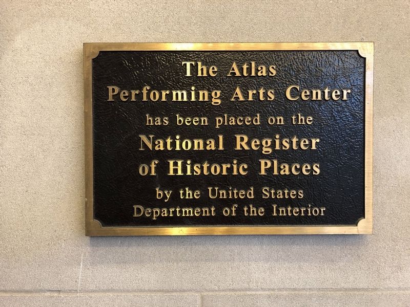 Plaque noting the Atlas Theater's status on the National Register of Historic Places image. Click for full size.
