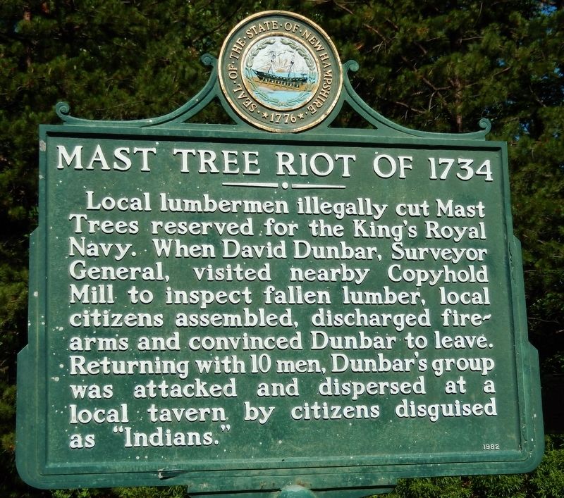 Mast Tree Riot of 1734 Marker image. Click for full size.