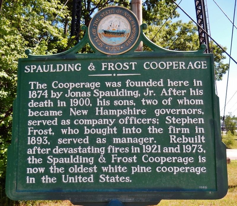 Spaulding & Frost Cooperage Marker image. Click for full size.