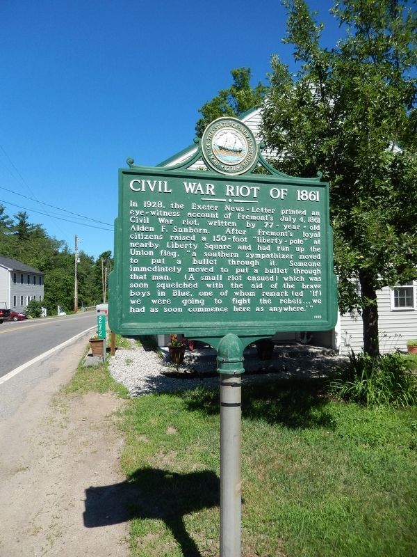 Civil War Riot of 1861 Marker (<i>tall view; Main Street in background</i>). Click for full size. Civil War Riot of 1861 Marker (<i>tall view; Main Street in background</i>) image. Click for full size.