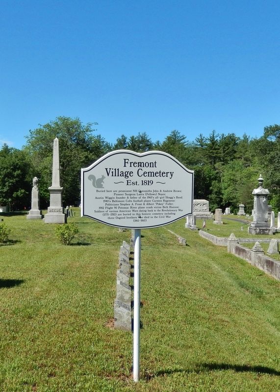 Fremont Village Cemetery Marker (<i>tall view</i>) image. Click for full size.