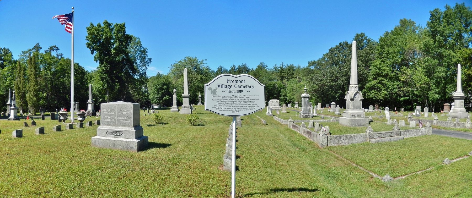 Fremont Village Cemetery Marker (<i>wide view</i>) image. Click for full size.