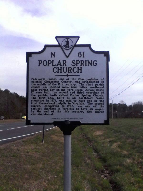 Poplar Spring Church Marker image. Click for full size.