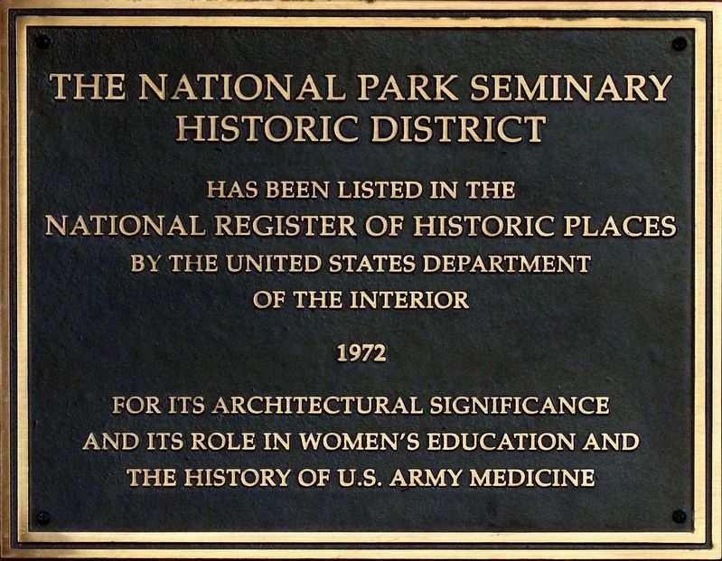 The National Park Seminary Marker image. Click for more information.