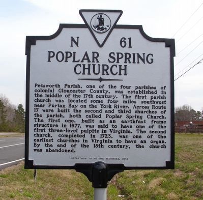 Poplar Spring Church Marker image. Click for full size.