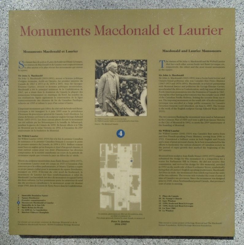 Monuments Macdonald et/and Laurier Monuments Marker. Click for full size. Monuments Macdonald et/and Laurier Monuments Marker image. Click for full size.