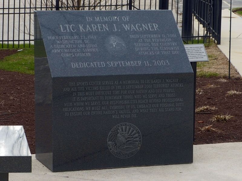 In Memory of LTC Karen J. Wagner Marker. Click for full size. In Memory of LTC Karen J. Wagner Marker image. Click for full size.