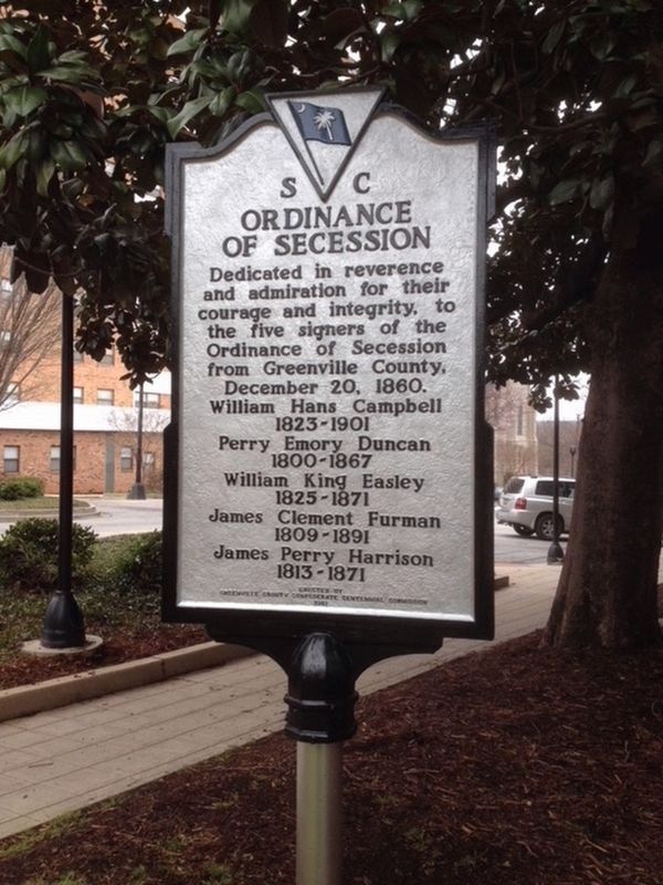 SC Ordinance of Secession Marker. Click for full size. SC Ordinance of Secession Marker image. Click for full size.