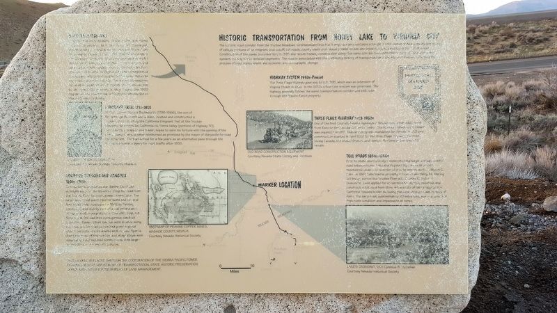 Historic Transportation From Honey Lake To Virginia City Marker image. Click for full size.