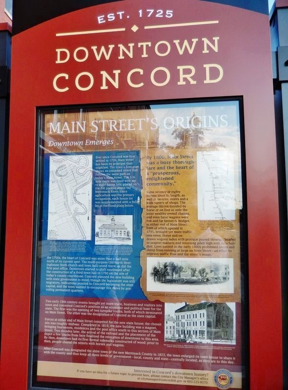 Main Street's Origins Marker (<i>tall view</i>) image. Click for full size.