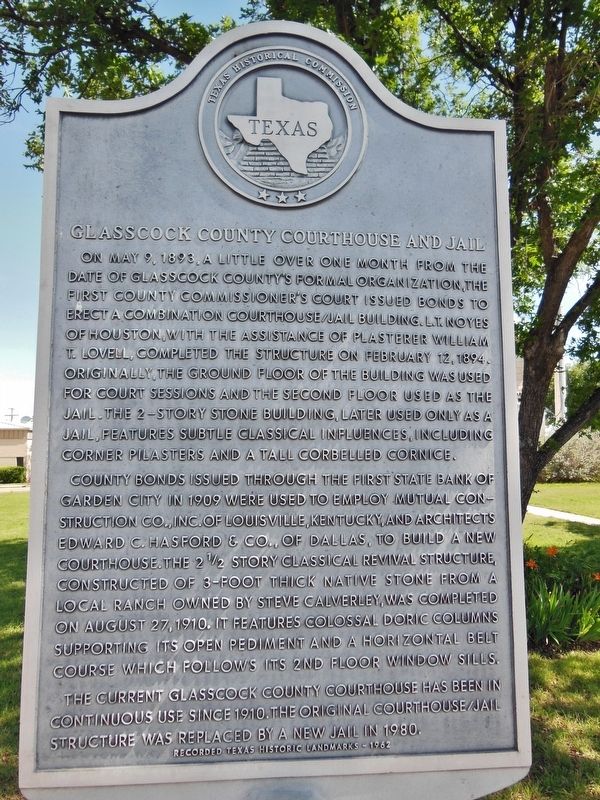 Glasscock County Courthouse and Jail Marker image. Click for full size.