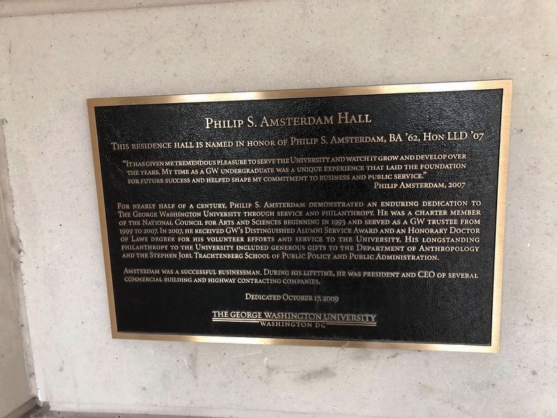 Philip S. Amsterdam Hall Marker. Click for full size. Philip S. Amsterdam Hall Marker image. Click for full size.