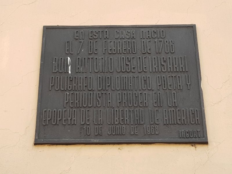 Birthplace of Antonio José de Irisarri Marker image. Click for full size.