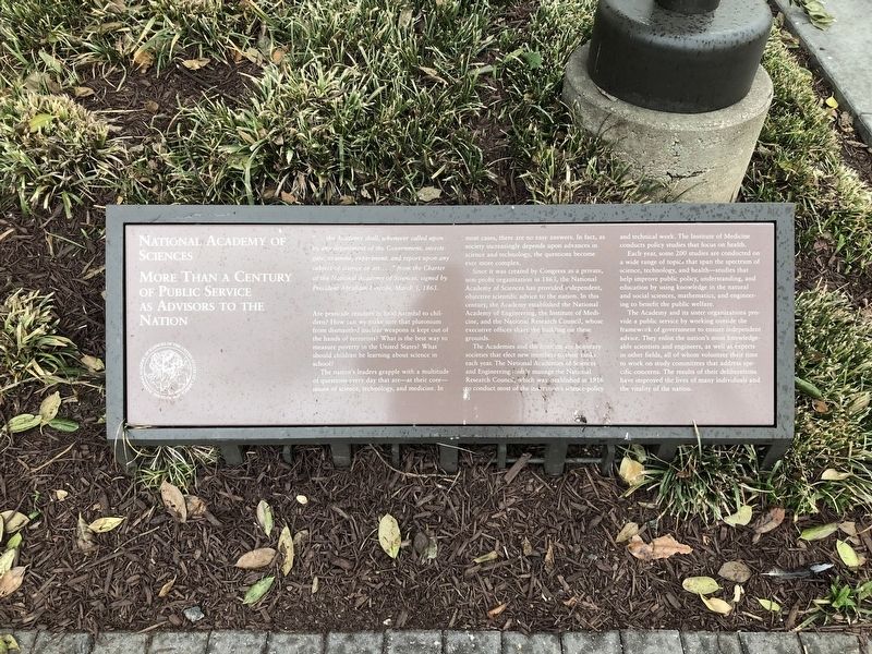 National Academy of Sciences Marker. Click for full size. National Academy of Sciences Marker image. Click for full size.