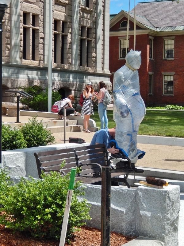 John Gilbert Winant statue installation image. Click for full size.