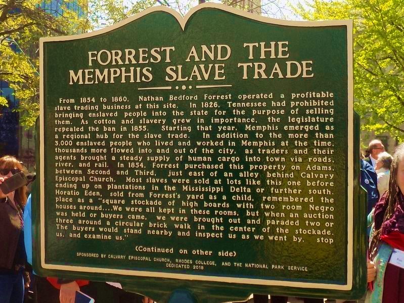 Forrest and the Memphis Slave Trade Marker image. Click for full size.