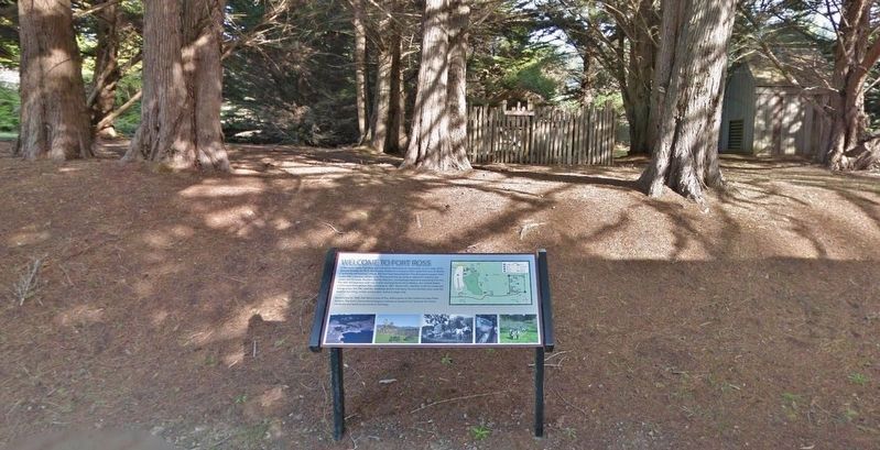 Welcome to Fort Ross Marker (<i>wide view</i>). Click for full size. Welcome to Fort Ross Marker (<i>wide view</i>) image. Click for full size.