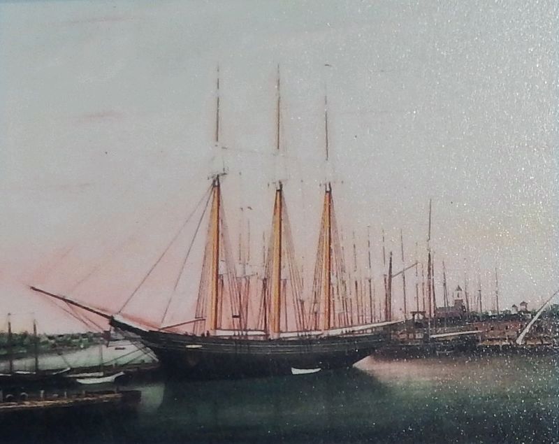 Marker detail: <i>View of Portsmouth Harbor from Nobles Bridge</i> image. Click for full size.