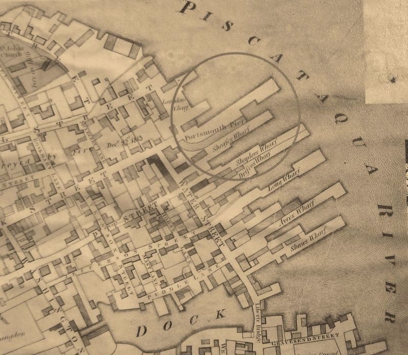 Marker detail: Map of the Town of Portsmouth, 1813 image. Click for full size.