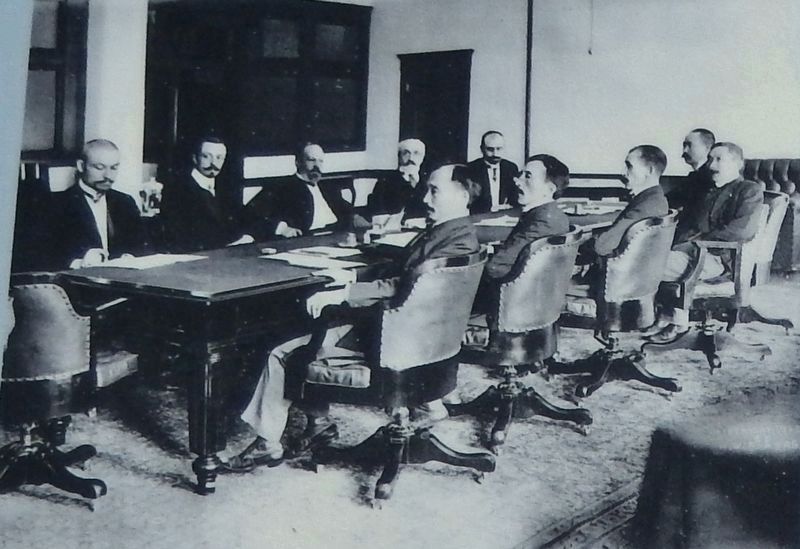 Marker detail: Japanese and Russian Delegates at Conference Table. Click for full size. Marker detail: Japanese and Russian Delegates at Conference Table image. Click for full size.