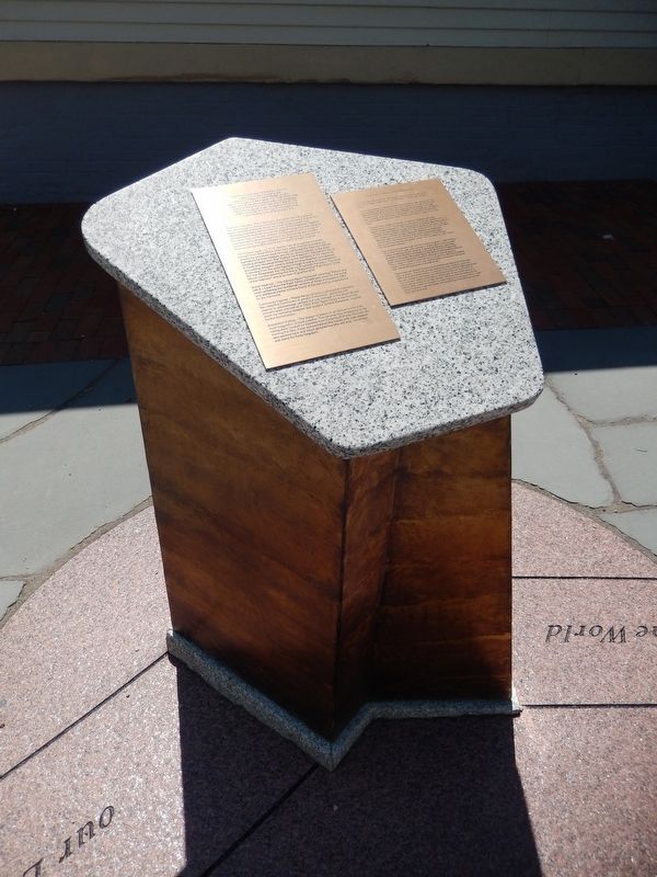 African Burying Ground Memorial Marker (<i>tall view; marker displayed on granite pedestal</i>) image. Click for full size.