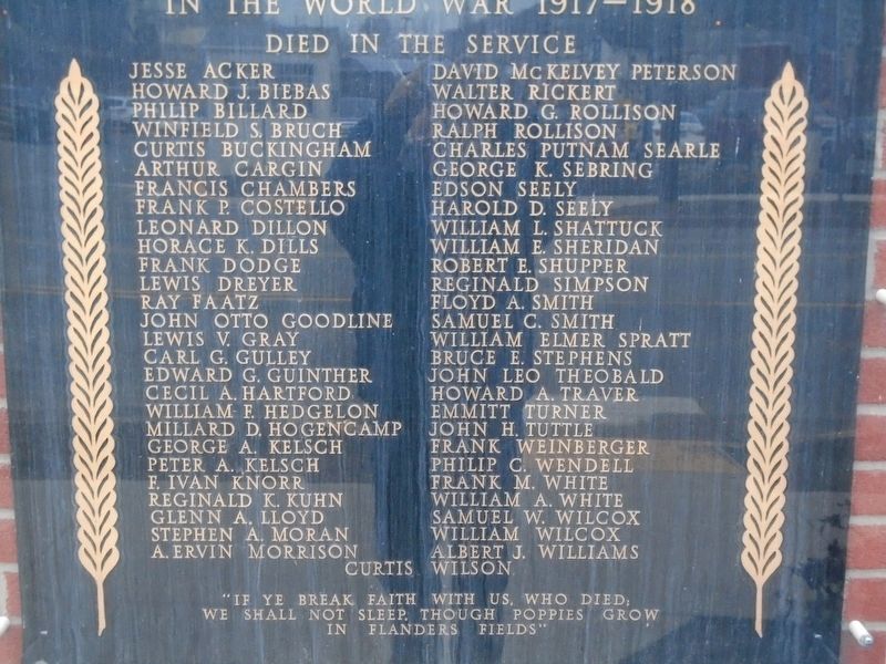 Wayne County World War I Memorial Honored Dead. Click for full size. Wayne County World War I Memorial Honored Dead image. Click for full size.