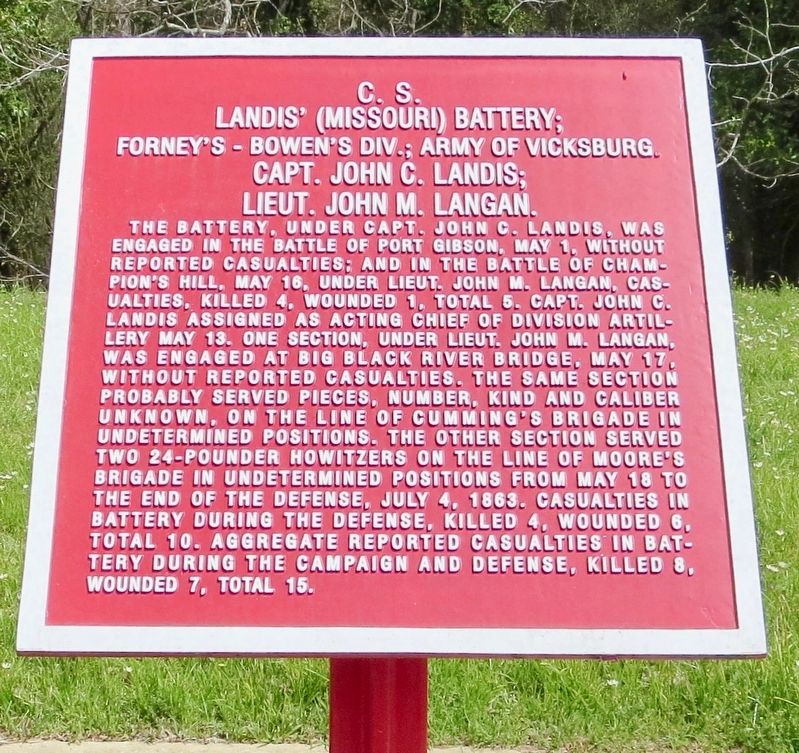 C.S. Landis' (Missouri) Battery; Marker image. Click for full size.