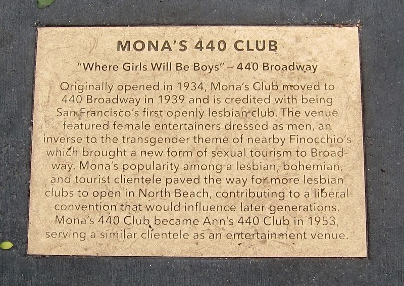 Mona's 440 Club Marker image. Click for full size.