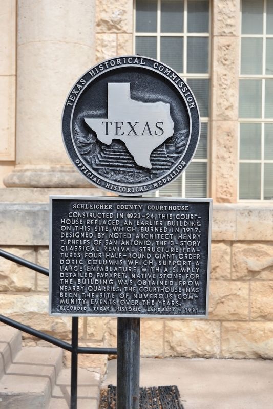 Schleicher County Courthouse Marker. Click for full size. Schleicher County Courthouse Marker image. Click for full size.