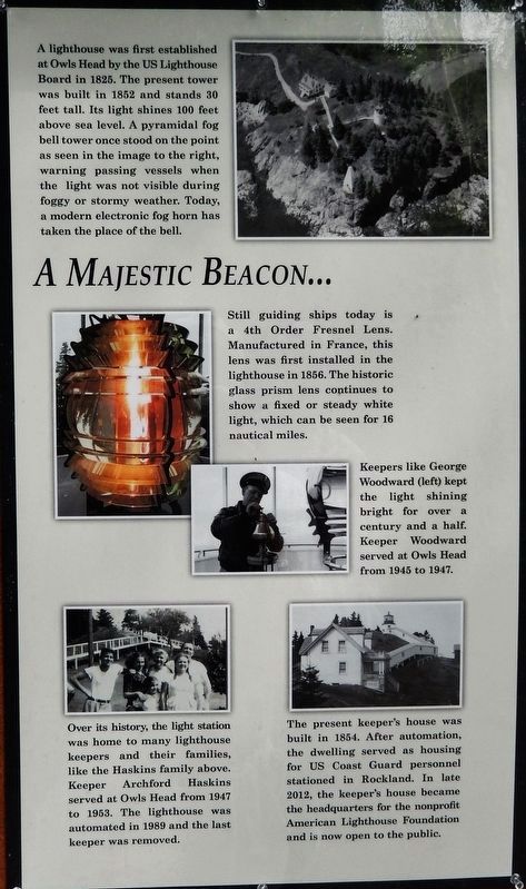 Welcome to Owls Head Light Station Marker (<i>panel 2</i>) image. Click for full size.