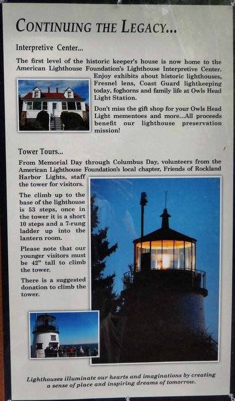 Welcome to Owls Head Light Station Marker (<i>panel 3</i>) image. Click for full size.