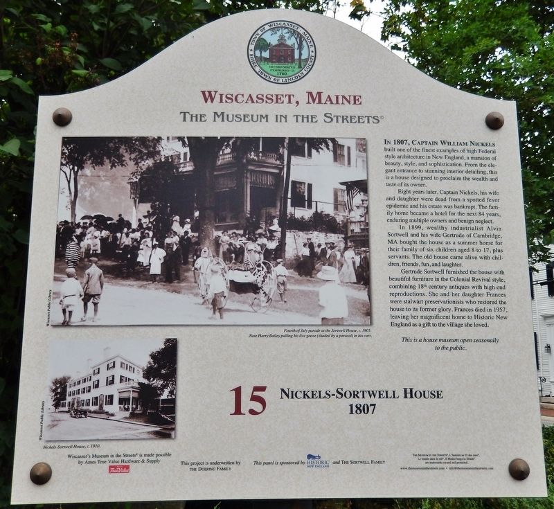 Nickels-Sortwell House 1807 Marker. Click for full size. Nickels-Sortwell House 1807 Marker image. Click for full size.