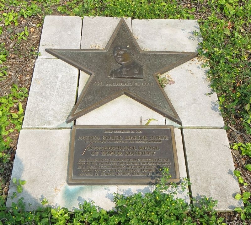 Cpl. Richard E. Bush Memorial Marker. Click for full size. Cpl. Richard E. Bush Memorial Marker image. Click for full size.