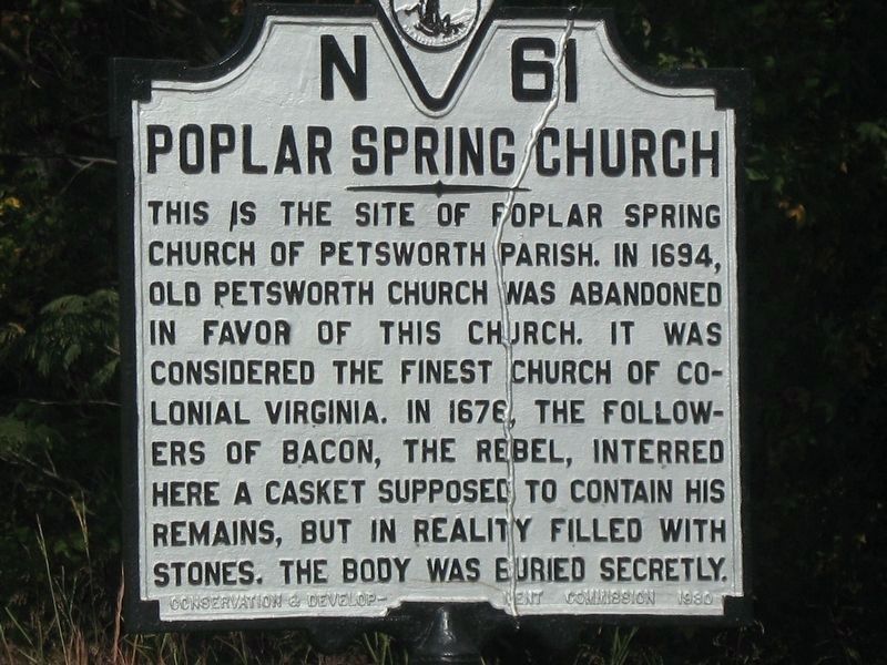 Previous Version of the Poplar Spring Church Marker image. Click for full size.