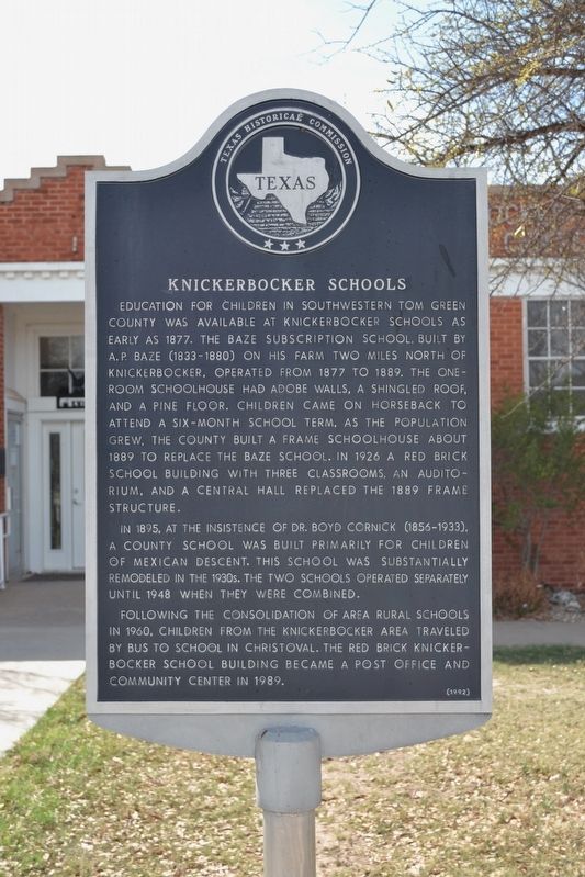 Knickerbocker Schools Marker image. Click for full size.