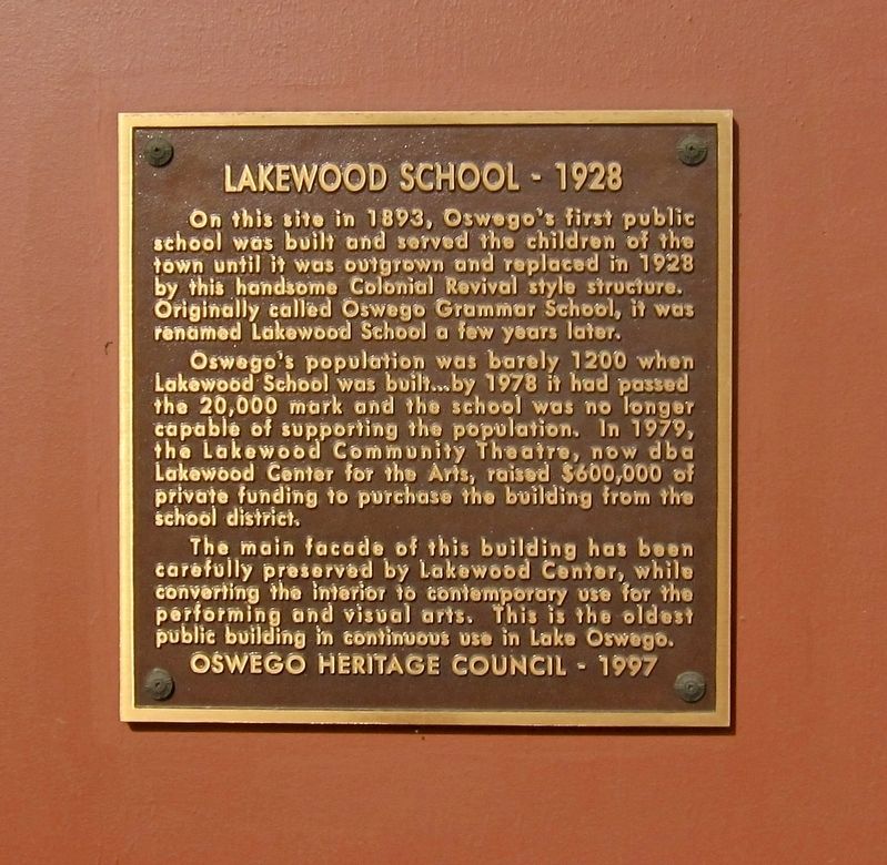 Lakewood School - 1928 Marker image. Click for full size.