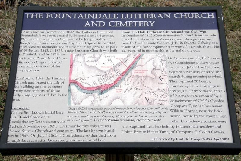 The Fountaindale Lutheran Church and Cemetery Marker. Click for full size. The Fountaindale Lutheran Church and Cemetery Marker image. Click for full size.