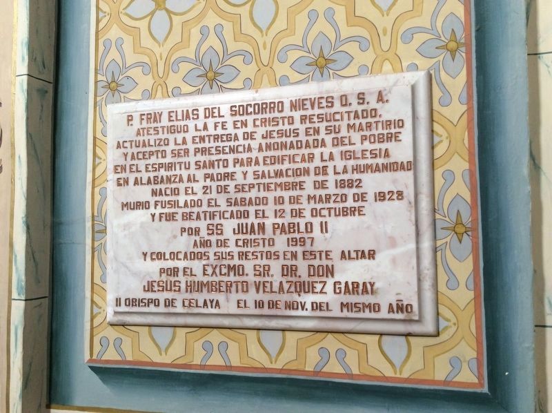 An additional Father Elas Nieves Marker near the altar image. Click for full size.