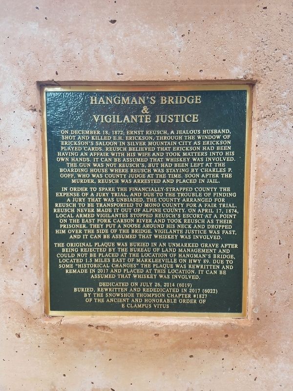 Hangman's Bridge & Vigilante Justice Marker image. Click for full size.