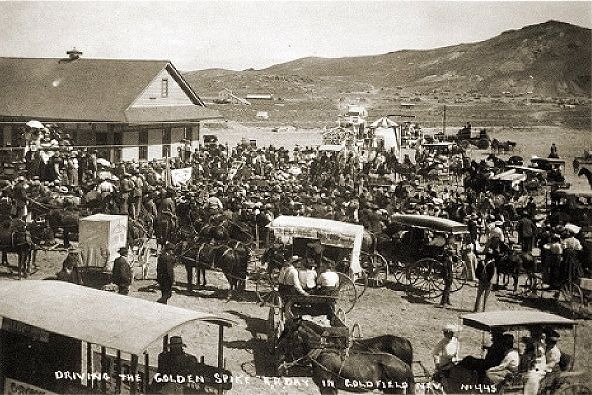 Driving the Golden Spike in Goldfield image. Click for full size.